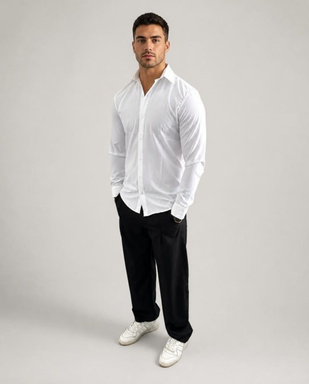 Camisa CHADS Antiarrugas blanca, calce entallado