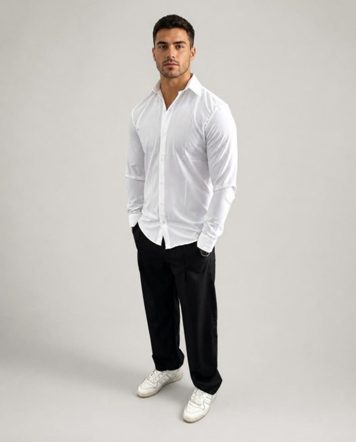 Camisa CHADS Antiarrugas blanca, calce entallado