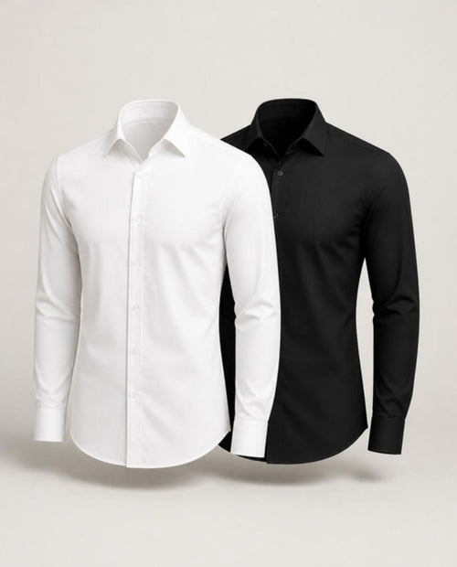 Camisa CHADS Antiarrugas en blanco y negro